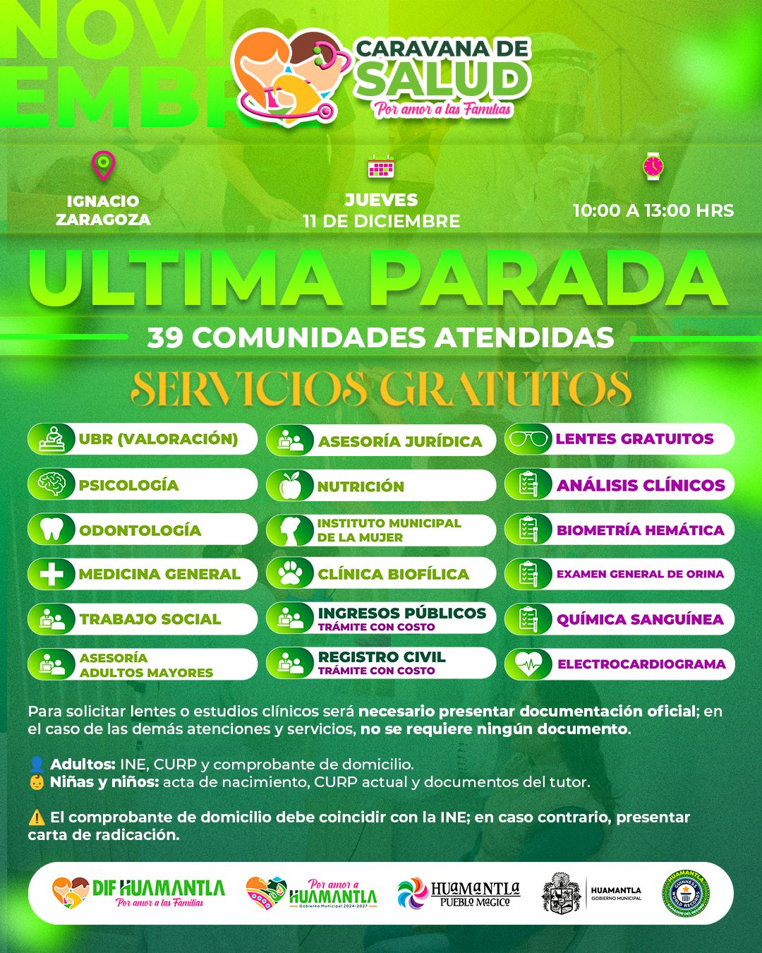 Con la última jornada de la Caravana de Servicios, Huamantla concluye un año de trabajo histórico a favor de la salud y el bienestar de las familias